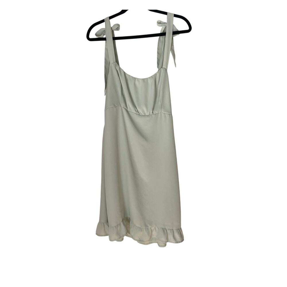 Abercrombie & Fitch Tie Sleeve Ruffle Mini Dress in Mint-size medium tall